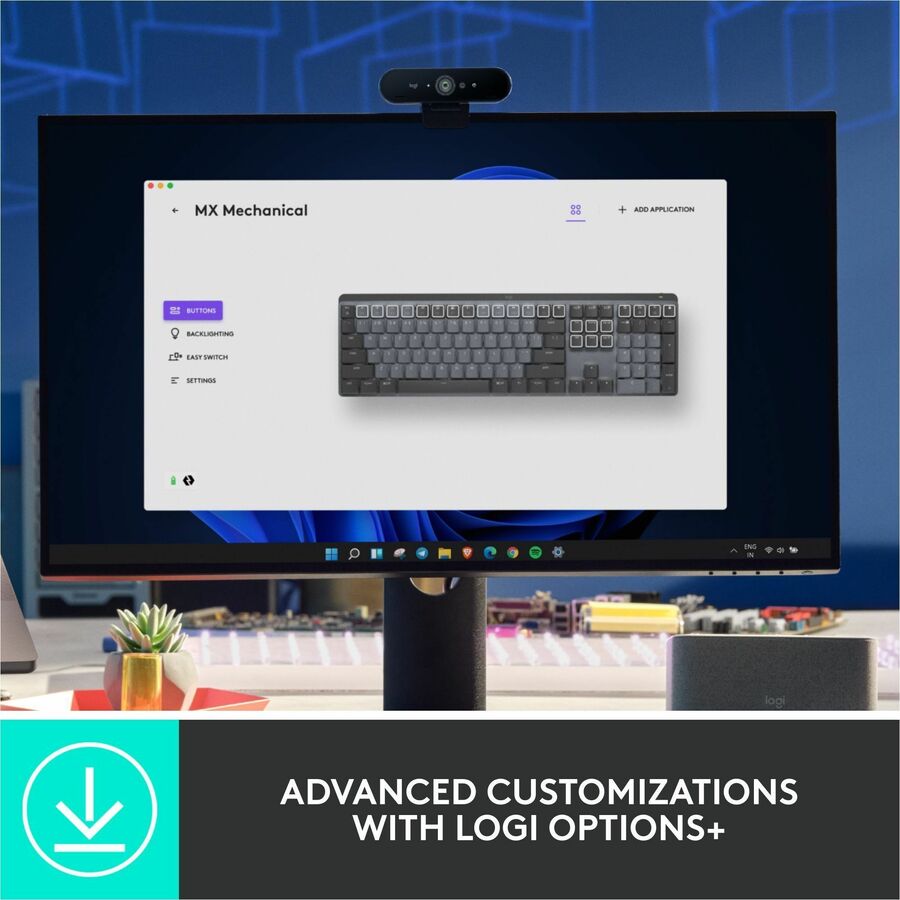 Logitech MX Mechanical Wireless Illuminated Performance Keyboard, Linear Switches, Backlit Keys, Bluetooth - 920-010548