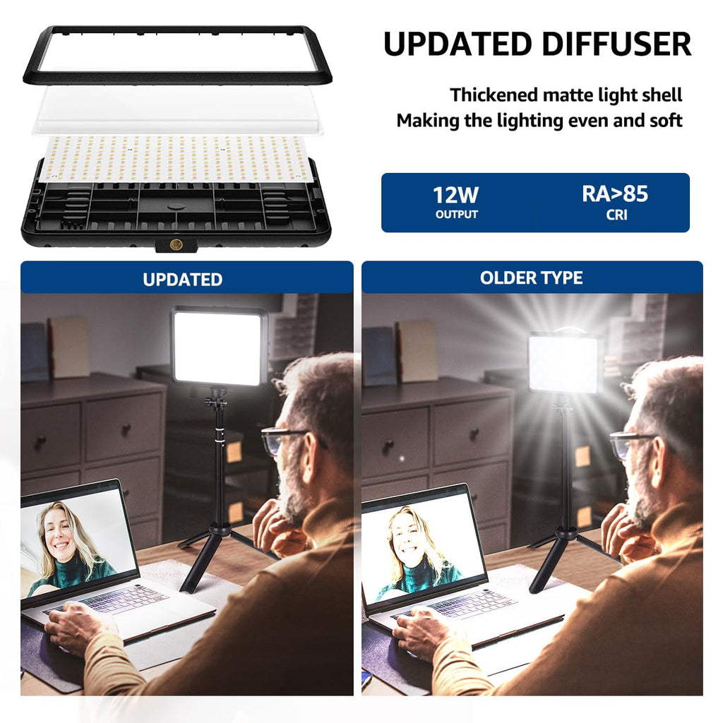 NiceVeedi LED Photography Lighting Kit, 2-Pack 8” Portable Video Light with Adjustable Tripod Stand, 2800K-6500K Dimmable Softlight Studio Light for Zoom, Game Streaming, YouTube